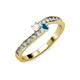 3 - Orane White Sapphire and London Blue Topaz with Side Diamonds Bypass Ring 