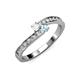 3 - Orane White Sapphire and Aquamarine with Side Diamonds Bypass Ring 