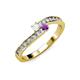 3 - Orane White Sapphire and Amethyst with Side Diamonds Bypass Ring 