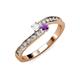 3 - Orane White Sapphire and Amethyst with Side Diamonds Bypass Ring 