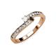 3 - Orane White Sapphire and Smoky Quartz with Side Diamonds Bypass Ring 