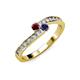 3 - Orane Ruby and Blue Sapphire with Side Diamonds Bypass Ring 
