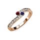 3 - Orane Ruby and Blue Sapphire with Side Diamonds Bypass Ring 