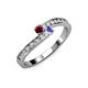 3 - Orane Ruby and Tanzanite with Side Diamonds Bypass Ring 