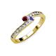 3 - Orane Ruby and Tanzanite with Side Diamonds Bypass Ring 