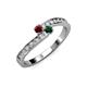 3 - Orane Ruby and Emerald with Side Diamonds Bypass Ring 