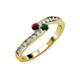 3 - Orane Ruby and Emerald with Side Diamonds Bypass Ring 