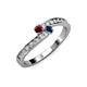3 - Orane Ruby and Blue Diamond with Side Diamonds Bypass Ring 