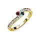 3 - Orane Ruby and Blue Diamond with Side Diamonds Bypass Ring 