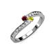 3 - Orane Ruby and Yellow Diamond with Side Diamonds Bypass Ring 