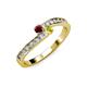 3 - Orane Ruby and Yellow Diamond with Side Diamonds Bypass Ring 