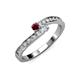 3 - Orane Ruby and Diamond with Side Diamonds Bypass Ring 