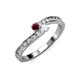 3 - Orane Ruby and White Sapphire with Side Diamonds Bypass Ring 