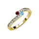 3 - Orane Ruby and Blue Topaz with Side Diamonds Bypass Ring 
