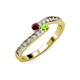 3 - Orane Ruby and Peridot with Side Diamonds Bypass Ring 