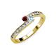 3 - Orane Ruby and Aquamarine with Side Diamonds Bypass Ring 