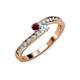 3 - Orane Ruby and Aquamarine with Side Diamonds Bypass Ring 