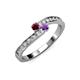 3 - Orane Ruby and Amethyst with Side Diamonds Bypass Ring 
