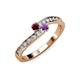 3 - Orane Ruby and Amethyst with Side Diamonds Bypass Ring 