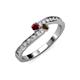 3 - Orane Ruby and Smoky Quartz with Side Diamonds Bypass Ring 