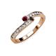 3 - Orane Ruby and Smoky Quartz with Side Diamonds Bypass Ring 