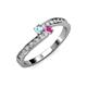 3 - Orane Aquamarine and Pink Sapphire with Side Diamonds Bypass Ring 