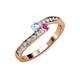 3 - Orane Aquamarine and Pink Sapphire with Side Diamonds Bypass Ring 