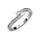 3 - Orane Aquamarine and White Sapphire with Side Diamonds Bypass Ring 