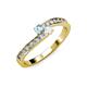 3 - Orane Aquamarine and White Sapphire with Side Diamonds Bypass Ring 