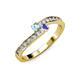 3 - Orane Aquamarine and Tanzanite with Side Diamonds Bypass Ring 