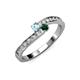 3 - Orane Aquamarine and Emerald with Side Diamonds Bypass Ring 