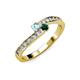 3 - Orane Aquamarine and Emerald with Side Diamonds Bypass Ring 
