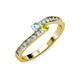 3 - Orane Aquamarine and Yellow Diamond with Side Diamonds Bypass Ring 