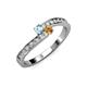 3 - Orane Aquamarine and Citrine with Side Diamonds Bypass Ring 