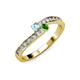 3 - Orane Aquamarine and Green Garnet with Side Diamonds Bypass Ring 