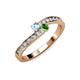 3 - Orane Aquamarine and Green Garnet with Side Diamonds Bypass Ring 