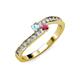 3 - Orane Aquamarine and Rhodolite Garnet with Side Diamonds Bypass Ring 