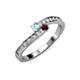 3 - Orane Aquamarine and Red Garnet with Side Diamonds Bypass Ring 