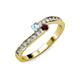 3 - Orane Aquamarine and Red Garnet with Side Diamonds Bypass Ring 