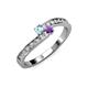 3 - Orane Aquamarine and Amethyst with Side Diamonds Bypass Ring 