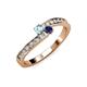 3 - Orane Aquamarine and Blue Sapphire with Side Diamonds Bypass Ring 