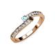 3 - Orane Aquamarine and Smoky Quartz with Side Diamonds Bypass Ring 