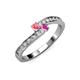 3 - Orane Pink Tourmaline and Pink Sapphire with Side Diamonds Bypass Ring 