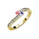 3 - Orane Pink Tourmaline and Tanzanite with Side Diamonds Bypass Ring 