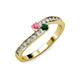 3 - Orane Pink Tourmaline and Emerald with Side Diamonds Bypass Ring 