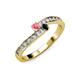 3 - Orane Pink Tourmaline and Black Diamond with Side Diamonds Bypass Ring 