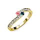 3 - Orane Pink Tourmaline and Blue Diamond with Side Diamonds Bypass Ring 