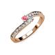3 - Orane Pink Tourmaline and Diamond with Side Diamonds Bypass Ring 