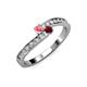 3 - Orane Pink Tourmaline and Ruby with Side Diamonds Bypass Ring 