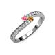 3 - Orane Pink Tourmaline and Citrine with Side Diamonds Bypass Ring 